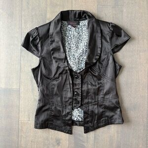 Black Satin Short Sleeve Blazer